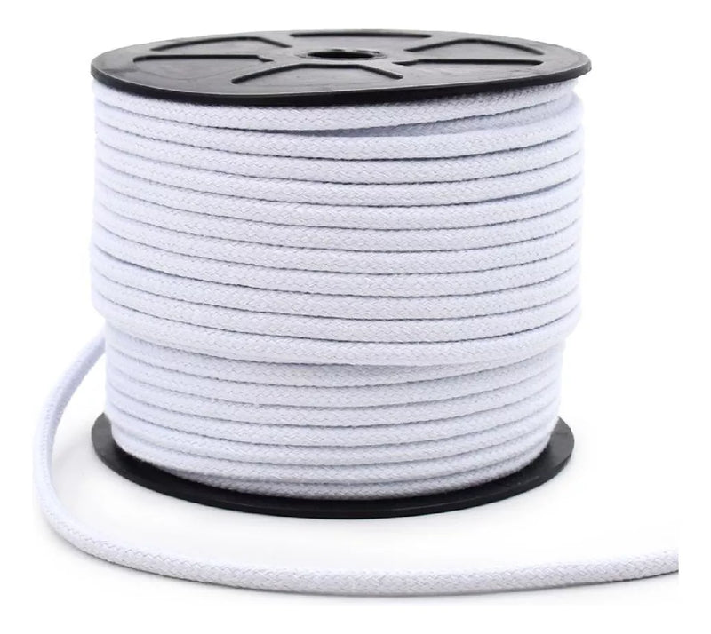 Cordão de Algodão Trançado Simples Danitex Branco - Diversas Espessuras