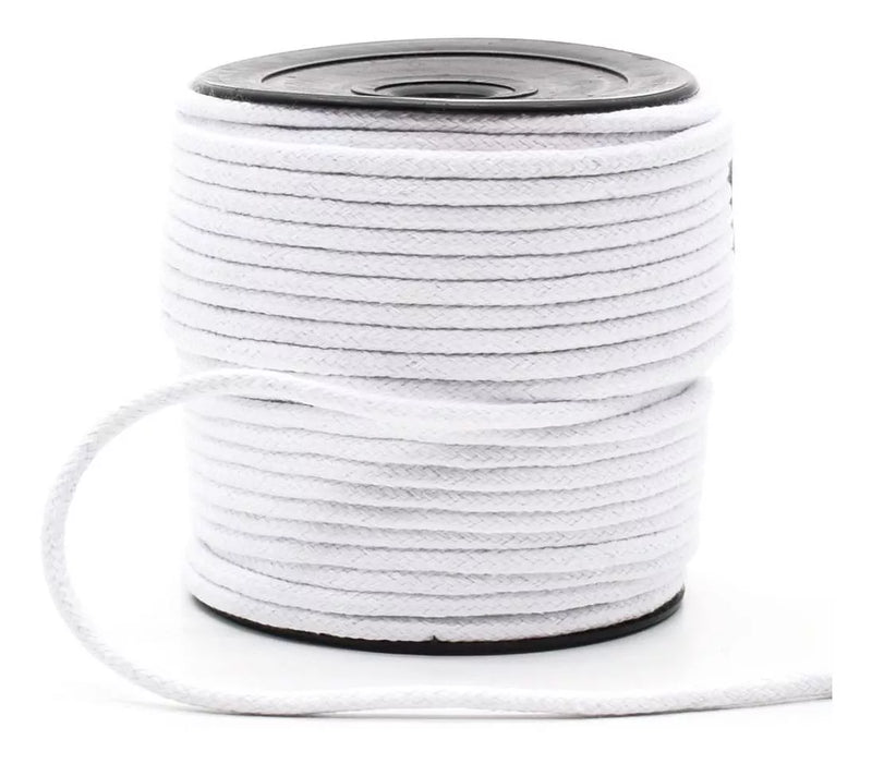 Cordão de Algodão Trançado Simples Danitex Branco - Diversas Espessuras