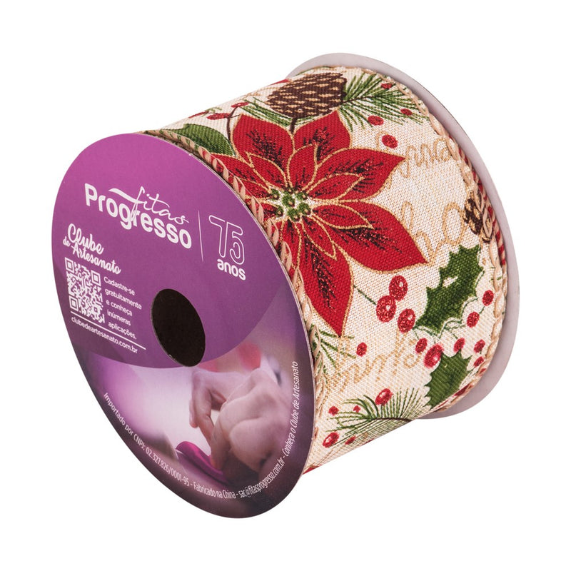 Fita Natalina Progesso Natal 63mm 10Metros TCR043-063