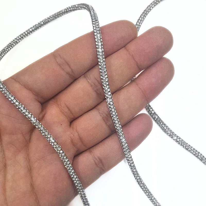 Tubo de Strass Prata ss3.5x6 3mm 1 Metro