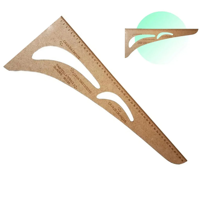 Regua Esquadro 50cm Modelagem Cavas Confecção 50x21cm Mdf