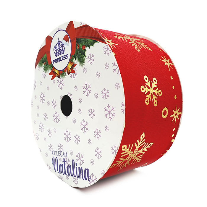 Fita Natalina 5cm x 9Metros Vermelha Decorada